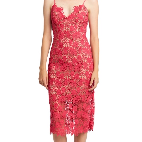 BARDOT TAYLA LACE DRESS IN BEETROOT - Picture 1 of 6